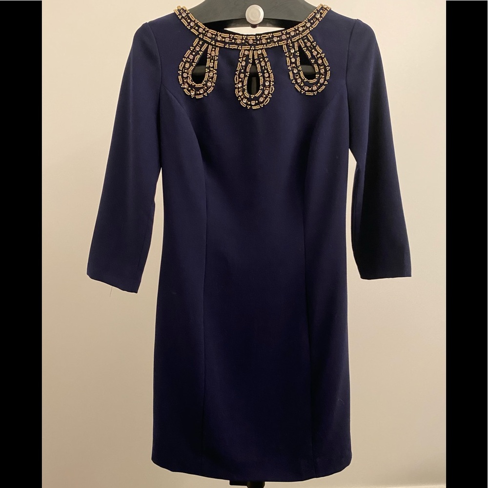 Lilly Pulitzer Bronte Shift Dress True Navy Beaded | Size 00 | NWT